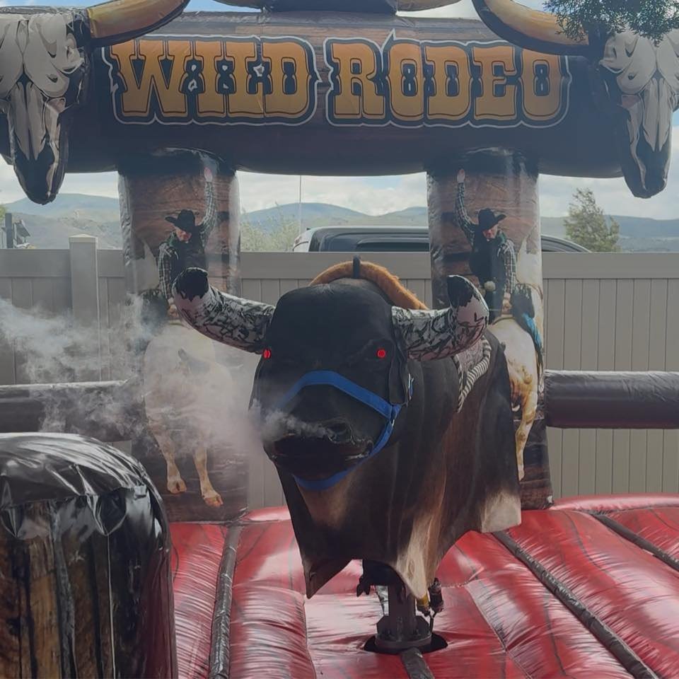 Rent a mechanical bull for parties and events with inflatable safety padding